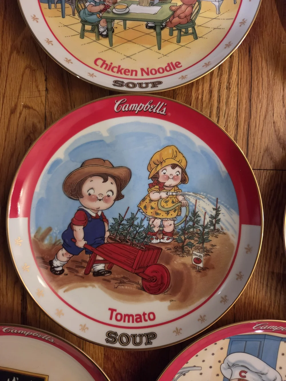 Red Vintage Soup Collector Plates - Set of 8